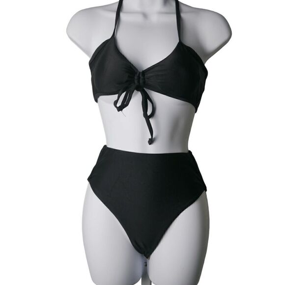 Magnolia Place Women's High Waisted Tummy Control Halter 2-Piece Bikini SET S - Picture 1 of 7